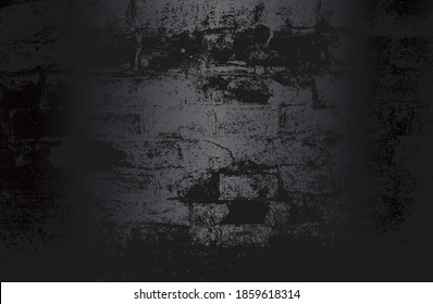 Fondo de gradiente de metal negro de lujo con una textura de pared de ladrillo angustiada. Ilustración del vector
