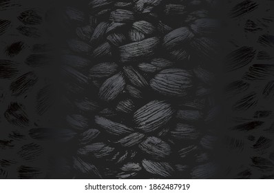 Fondo de gradiente de metal negro de lujo con textura de almendras de cierre angustiado. Ilustración del vector