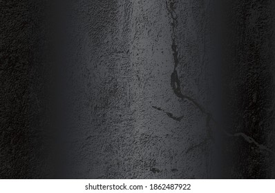 Luxury black metal gradient background with distressed cracked concrete texture. Vector illustration