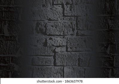 Luxury black metal gradient background with distressed brick wall texture. Vector illustration