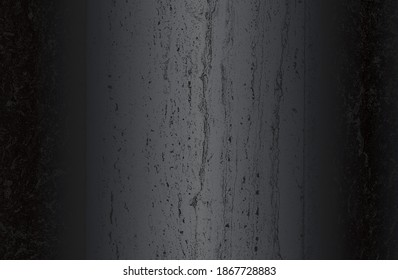 Luxury black metal gradient background with distressed cracked concrete texture. Vector illustration