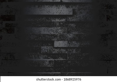 Fondo de gradiente de metal negro de lujo con una textura de pared de ladrillo angustiada. Ilustración del vector