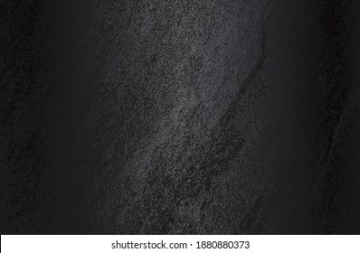 Luxury black metal gradient background with distressed cracked concrete texture. Vector illustration