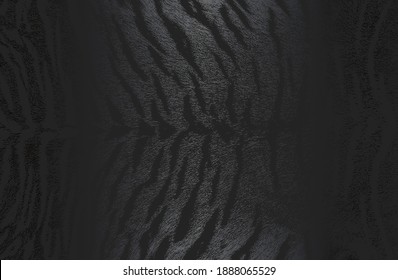 Luxury black metal gradient background with distressed natural tiger fur texture. Vector illustration