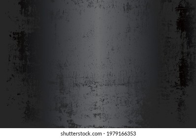 Luxury black metal gradient background with distressed cracked concrete texture. Vector illustration