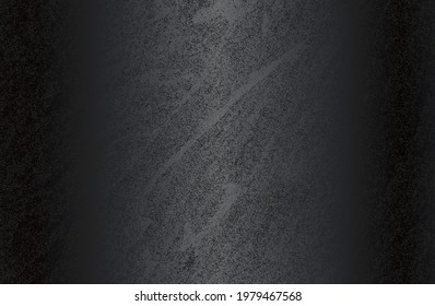 Luxury black metal gradient background with distressed cracked concrete texture. Vector illustration