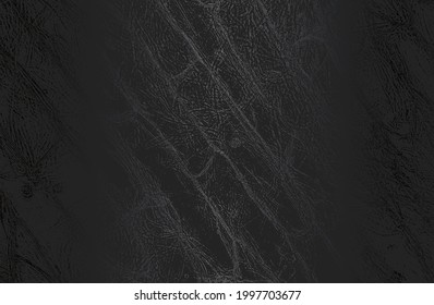 Luxury black metal gradient background with distressed crocodile, snake, alligator skin leather texture. Vector illustration