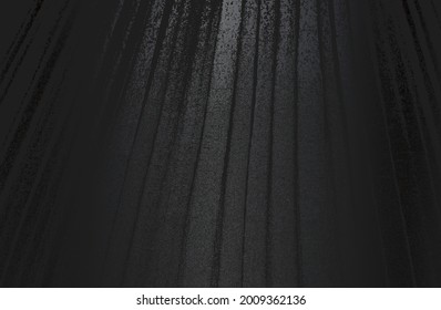Luxury black metal gradient background with distressed fabric, textile texture. Vector illustration