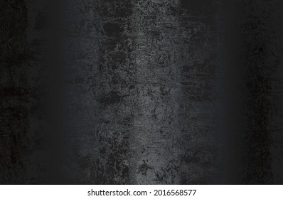 Luxuriöser, schwarzer Farbverlauf-Hintergrund mit bedrücktem, gecracktem Beton. Vektorgrafik