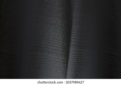 Luxury black metal gradient background with distressed fabric, textile texture. Vector illustration