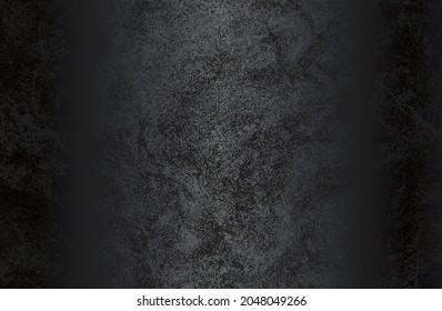 Luxury Black Metal Gradient Background With Distressed Cracked Concrete Texture. Vector Illustration