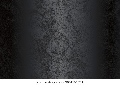 Luxury black metal gradient background with distressed cracked concrete texture. Vector illustration