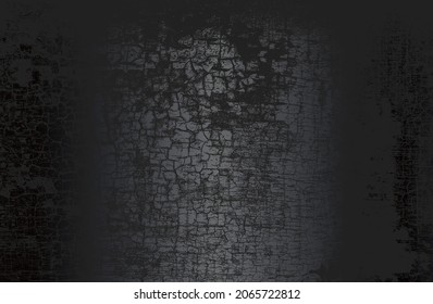 Fondo de gradiente de metal negro de lujo con textura de hormigón craqueado con angustia. Ilustración del vector
