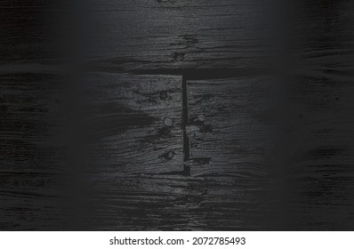 Luxury black metal gradient background with distressed wooden parquet texture. Vector illustration