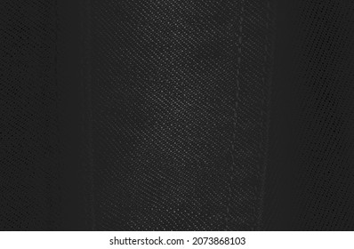 Luxury black metal gradient background with distressed fabric, jeans pocket, textile texture. Vector illustration