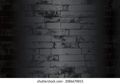 Luxury black metal gradient background with distressed brick wall texture. Vector illustration