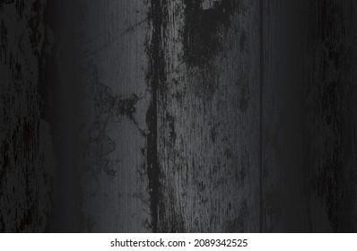 Luxury black metal gradient background with distressed wooden parquet texture. Vector illustration