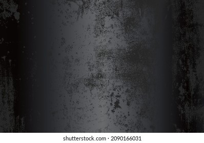 Luxury black metal gradient background with distressed cracked concrete texture. Vector illustration