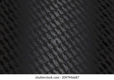 Luxury black metal gradient background with distressed mosaic, tile, paving stones texture. Vector illustration