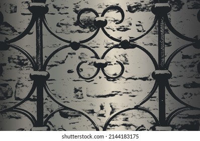 Luxury black metal gradient background with distressed concrete ornament, pattern texture. Vector illustration