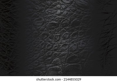 Luxury black metal gradient background with distressed crocodile, snake, alligator skin leather texture. Vector illustration