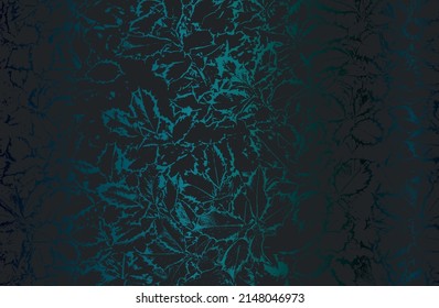 Luxury black metal gradient background with distressed closeup leaf texture with streaks. Vector illustration