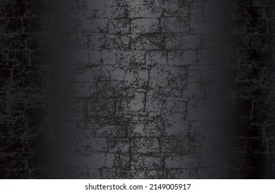 Luxury black metal gradient background with distressed cracked concrete texture. Vector illustration