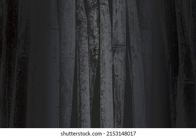 Luxuriöser schwarzer Farbverlauf-Hintergrund mit bedrücktem Holzparkett, Bambusstruktur. Vektorgrafik