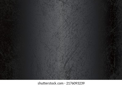 Luxury black metal gradient background with distressed cracked concrete texture. Vector illustration