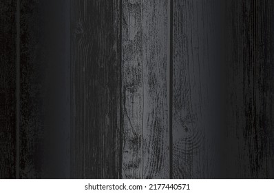 Luxury black metal gradient background with distressed wooden parquet texture. Vector illustration