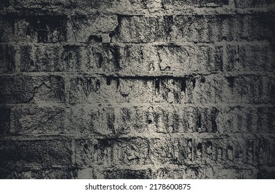 Luxury black metal gradient background with distressed brick wall texture. Vector illustration