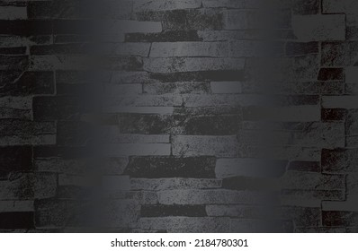 Luxuriöser schwarzer Farbverlauf-Hintergrund mit gestörter Ziegelwand. Vektorgrafik
