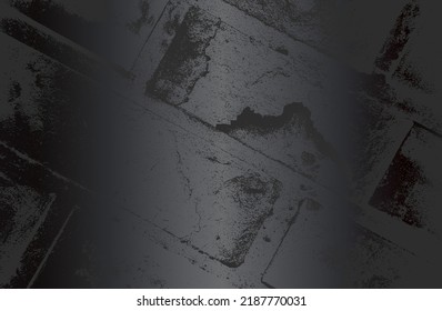 Luxury black metal gradient background with distressed brick wall texture. Vector illustration