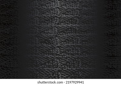 Luxury black metal gradient background and distressed weaving fabric  textile  knitted sweater texture  Vector illustration