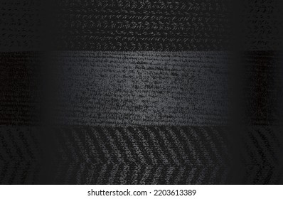 Luxury black metal gradient background with distressed fabric, textile texture. Vector illustration