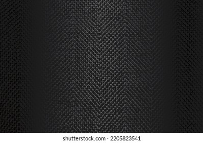 Luxury black metal gradient background with distressed fabric, textile texture. Vector illustration