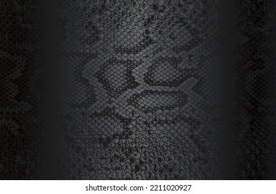 Luxury black metal gradient background with distressed crocodile, snake, alligator skin leather texture. Vector illustration