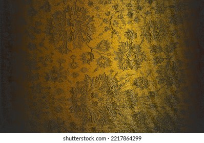 Luxury black metal gradient background with distressed fabric, textile texture. Vector illustration