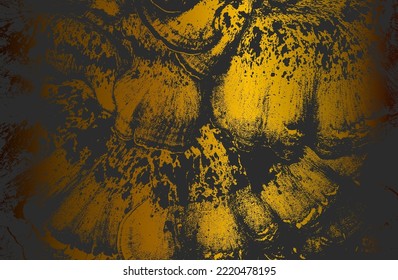 Luxury black metal gradient background with distressed closeup seashell armor texture. Vector illustration