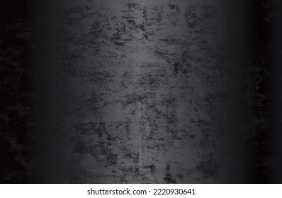 Luxury black metal gradient background with distressed cracked concrete texture. Vector illustration