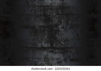 Luxury black metal gradient background with distressed cracked concrete texture. Vector illustration