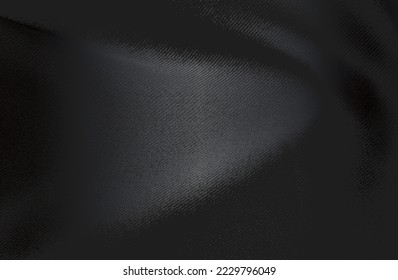 Luxury black metal gradient background with distressed fabric, textile texture. Vector illustration