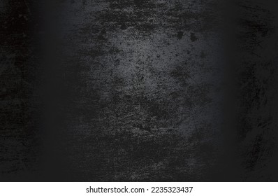 Luxury black metal gradient background with distressed cracked concrete texture. Vector illustration