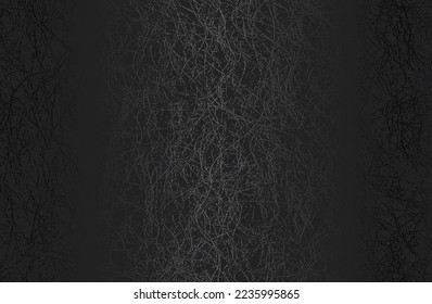 Luxuriöser, schwarzer Farbverlauf-Hintergrund mit bedrücktem, gecracktem Beton. Vektorgrafik