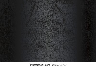 Fondo de gradiente de metal negro de lujo con textura de hormigón craqueado con angustia. Ilustración del vector