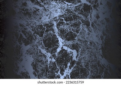 Luxury black metal gradient background with distressed cracked concrete texture. Vector illustration