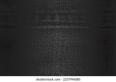 Luxury black metal gradient background and distressed fabric  jeans pocket  textile texture  Vector illustration