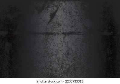 Luxury black metal gradient background with distressed cracked concrete texture. Vector illustration