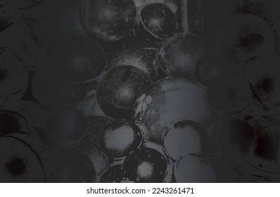 Lujoso fondo de gradiente de metal negro con esferas de plástico lacado y angustiado, bolas. Ilustración del vector