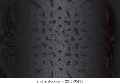 Luxury black metal gradient background with distressed concrete ornament, pattern texture. Vector illustration